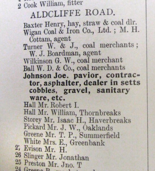 1899 Trade Directory Cutting listing Joe Johnson