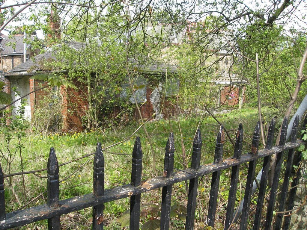 View from the towpath with railings