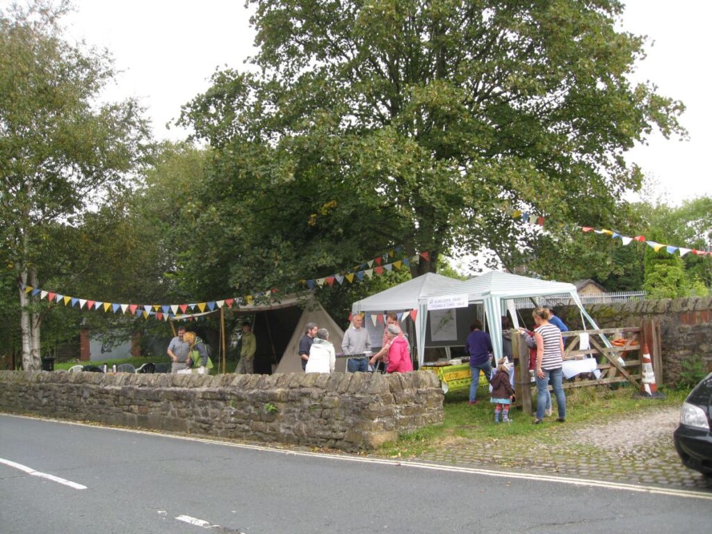 The cake sale viewed from across Aldcliffe Road