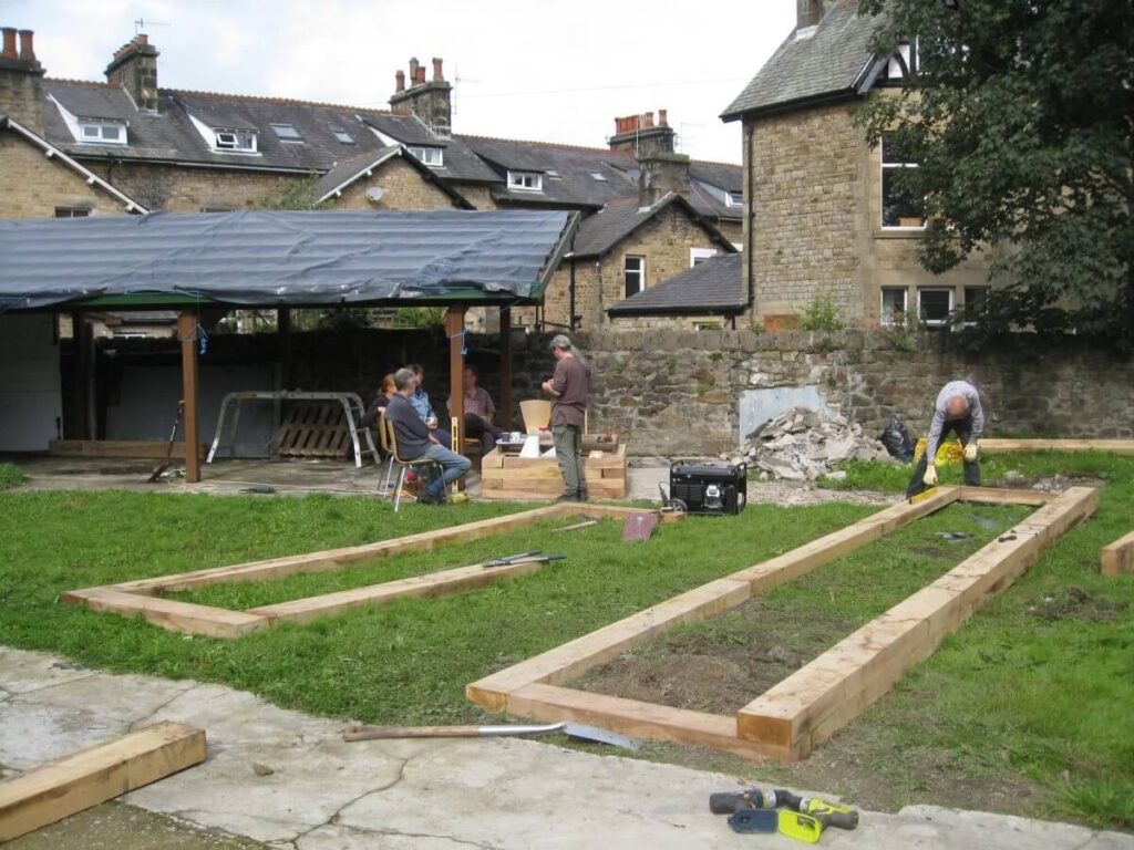 Constructing the raised beds a