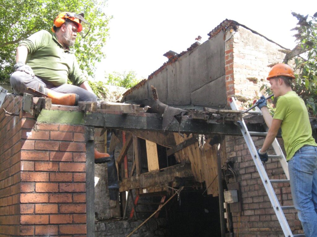 Demolition of Triangle lean-tos in August 2014