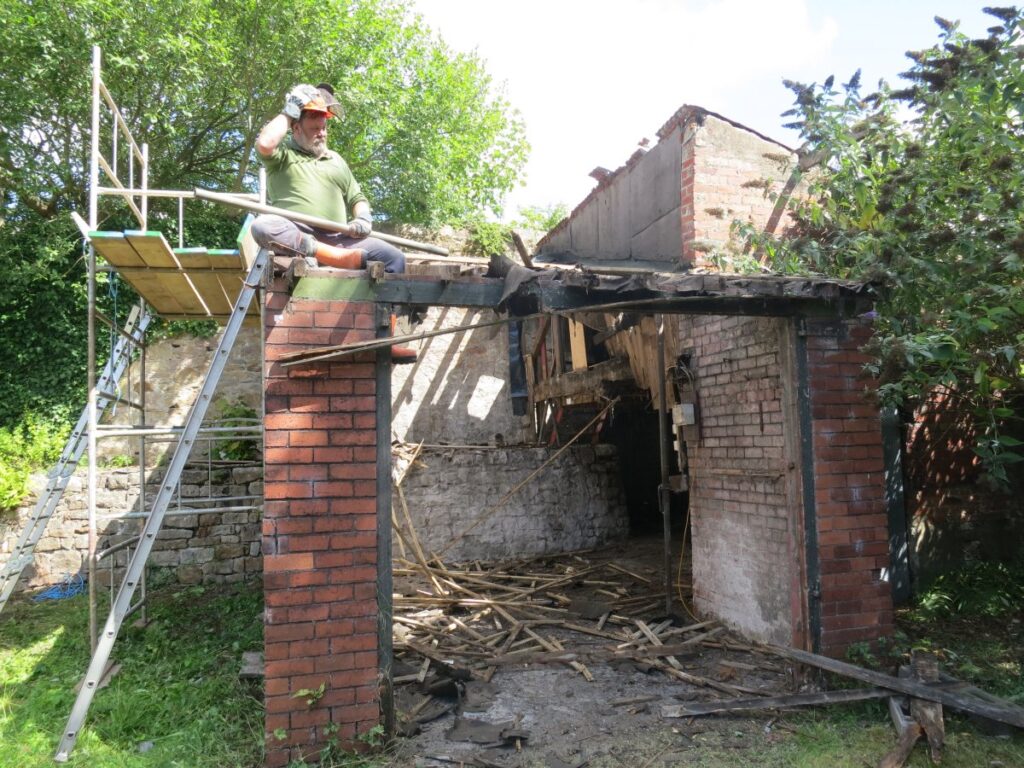 Demolition of Triangle lean-tos in August 2014