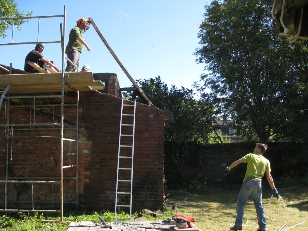 Demolition of Triangle lean-tos in August 2014