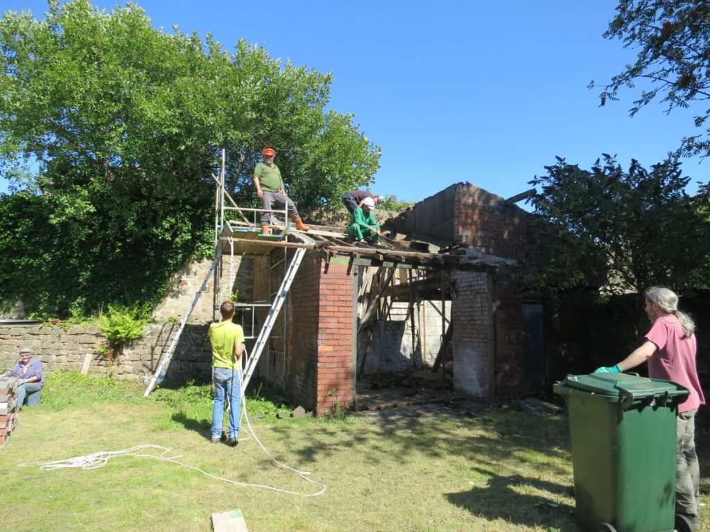 Demolition of Triangle lean-tos in August 2014