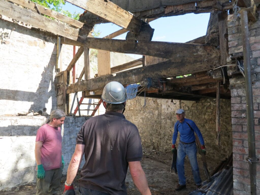 Demolition of Triangle lean-tos in August 2014