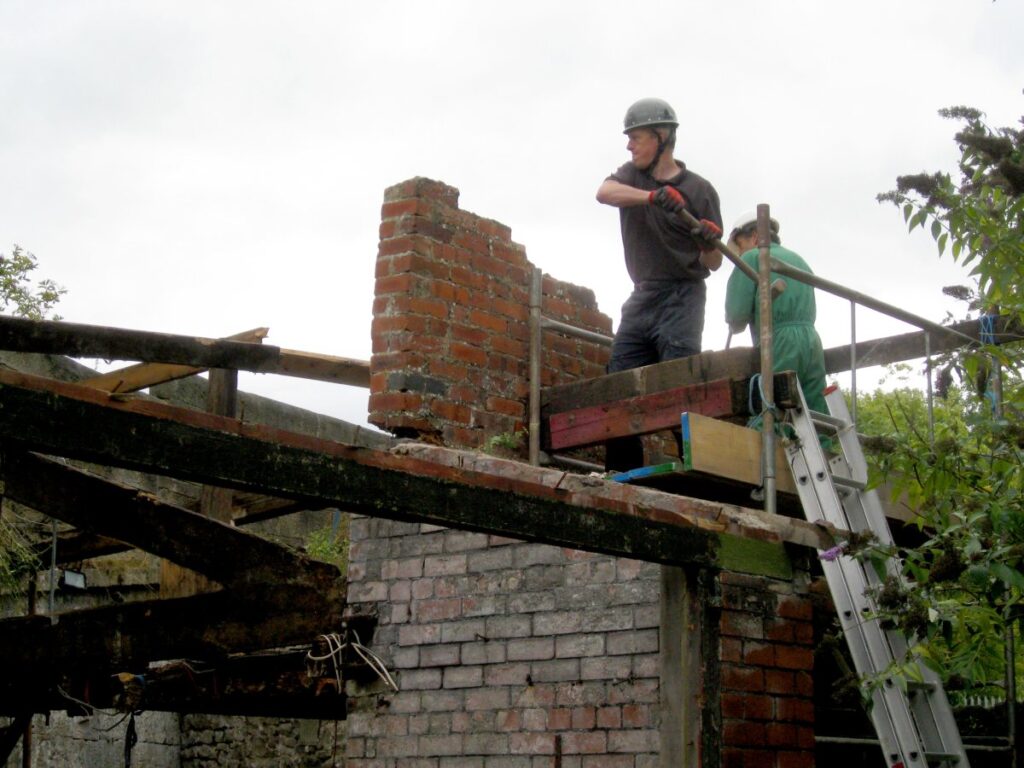 Demolition of Triangle lean-tos in August 2014