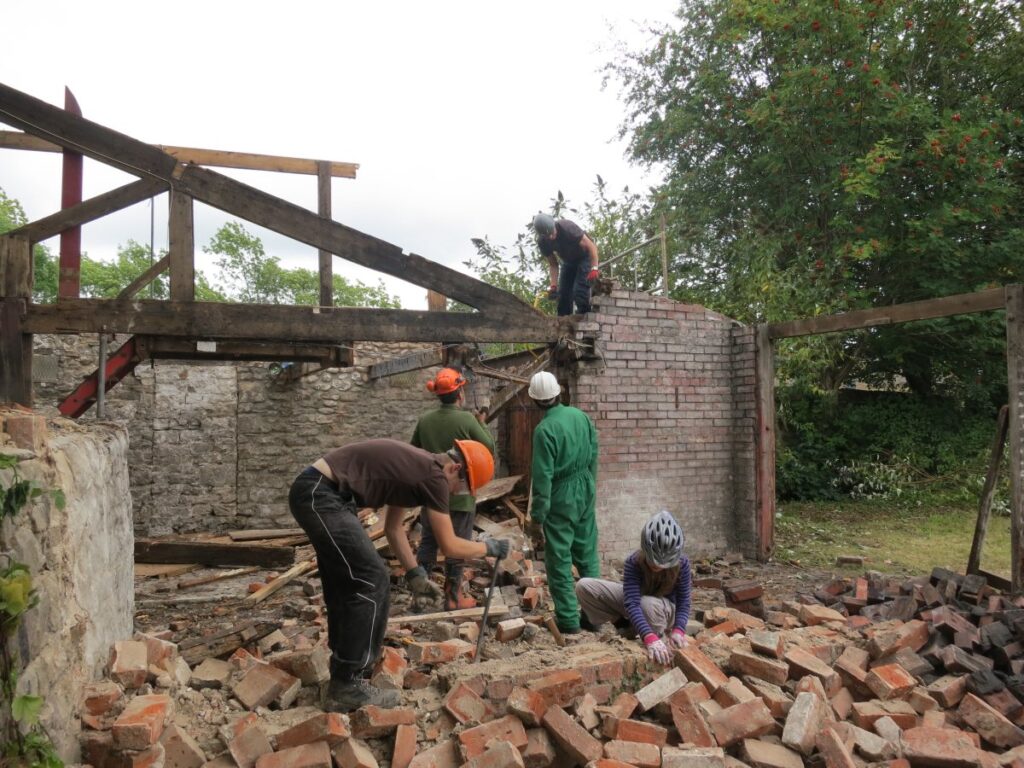 Demolition of Triangle lean-tos in August 2014