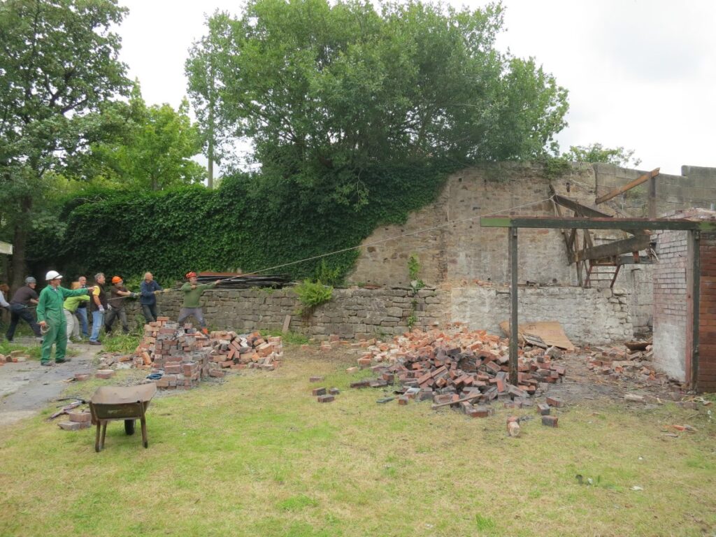 Demolition of Triangle lean-tos in August 2014