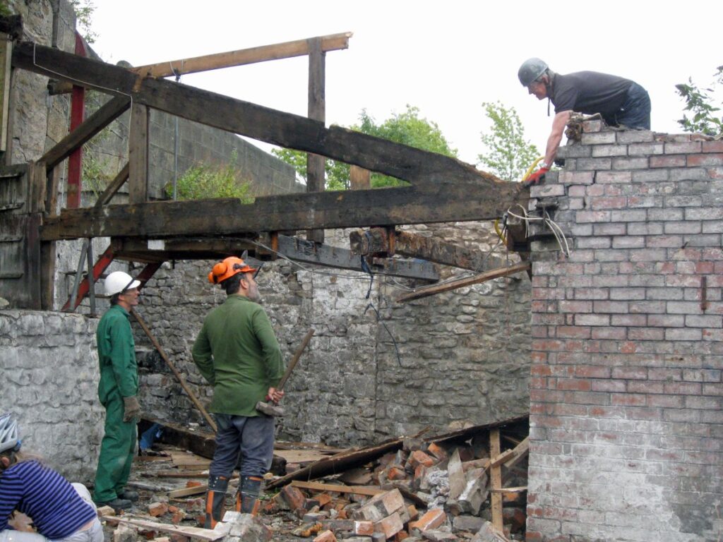 Demolition of Triangle lean-tos in August 2014