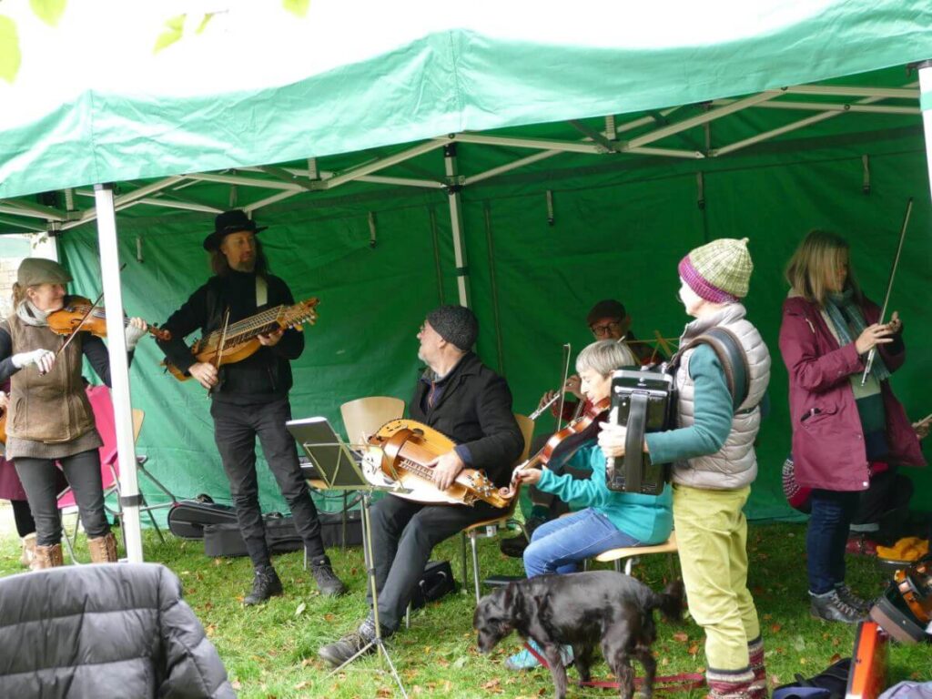 Musicians playing at the Triangle during the October 2022 music festival