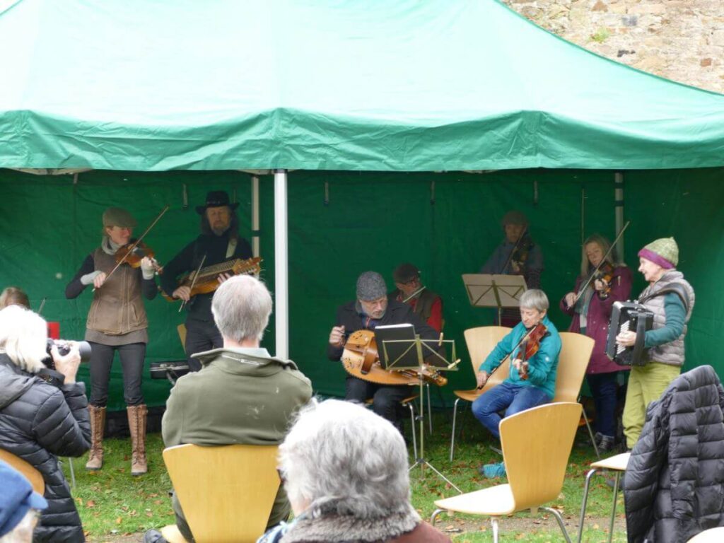 Musicians playing at the Triangle during the October 2022 music festival