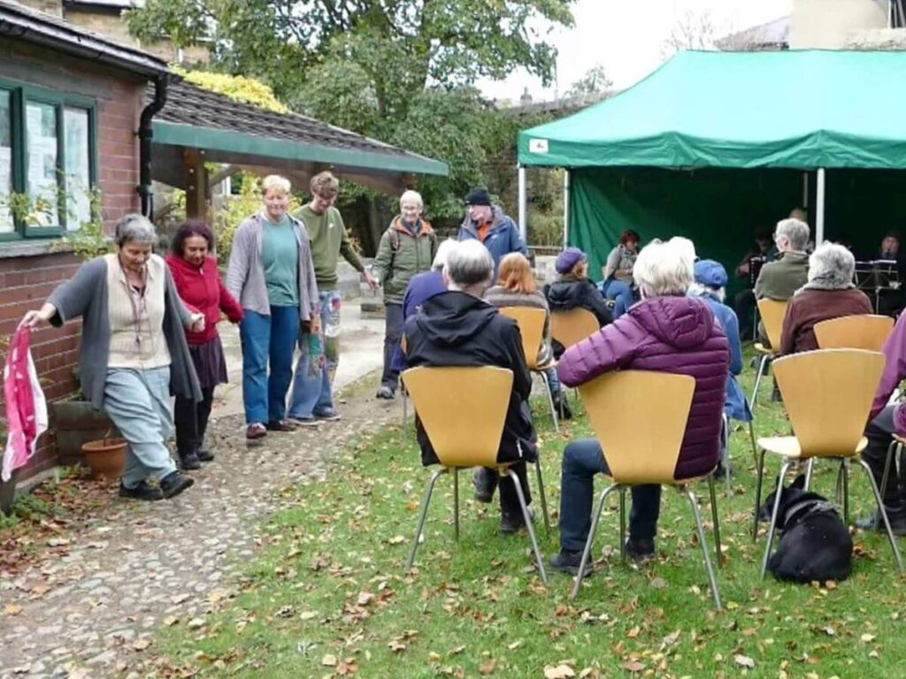 Musicians playing at the Triangle during the October 2022 music festival