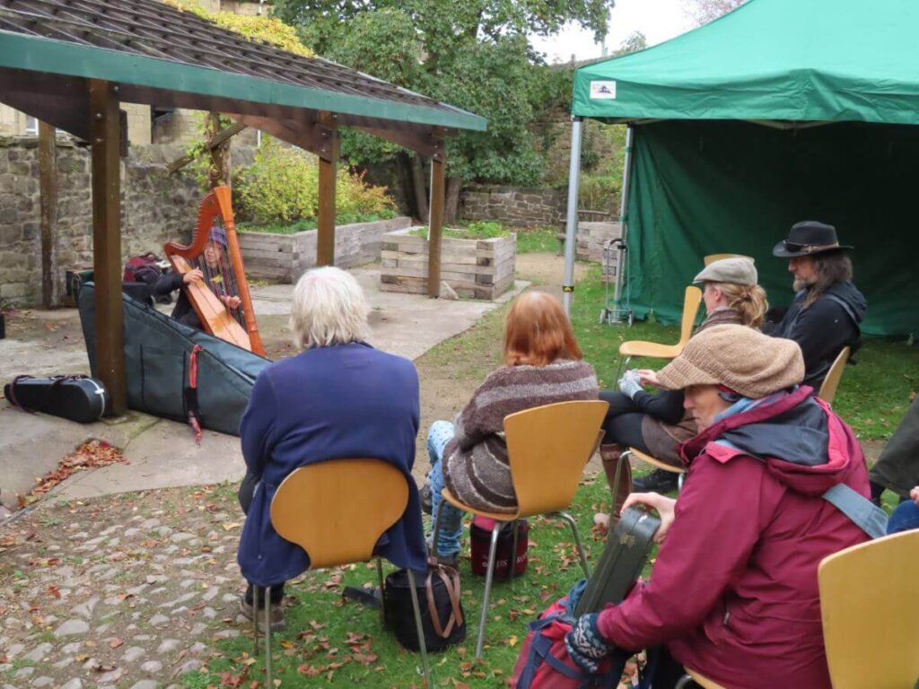 Musicians playing at the Triangle during the October 2022 music festival