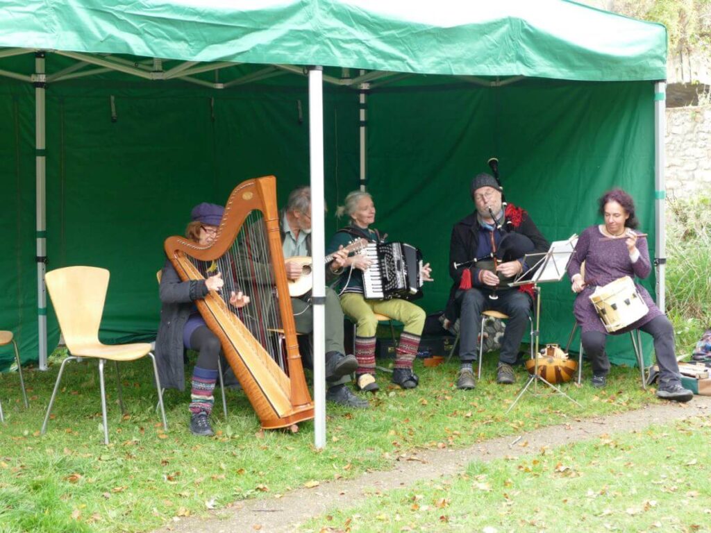 Musicians playing at the Triangle during the October 2022 music festival