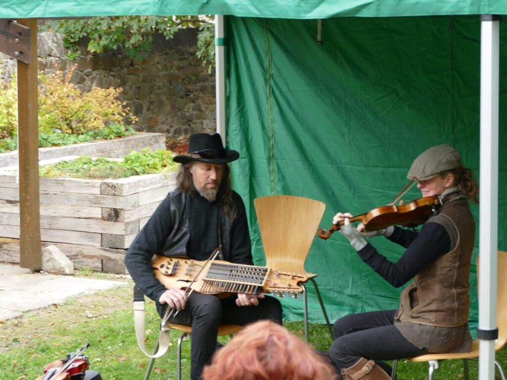 Musicians playing at the Triangle during the October 2022 music festival