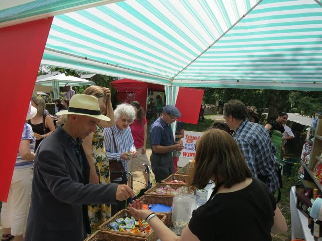 Scene with people attending the Spring Fair at the Triangle