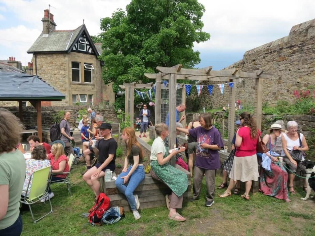 Scene with people attending the Spring Fair at the Triangle