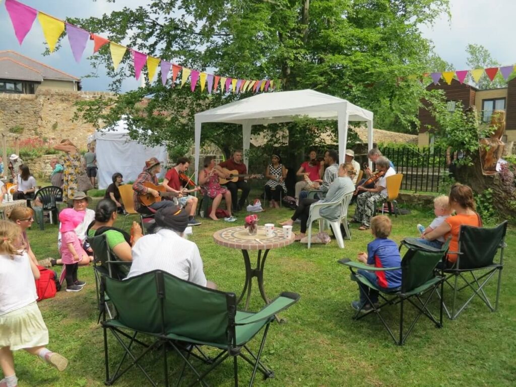 Scene with people attending the Spring Fair at the Triangle