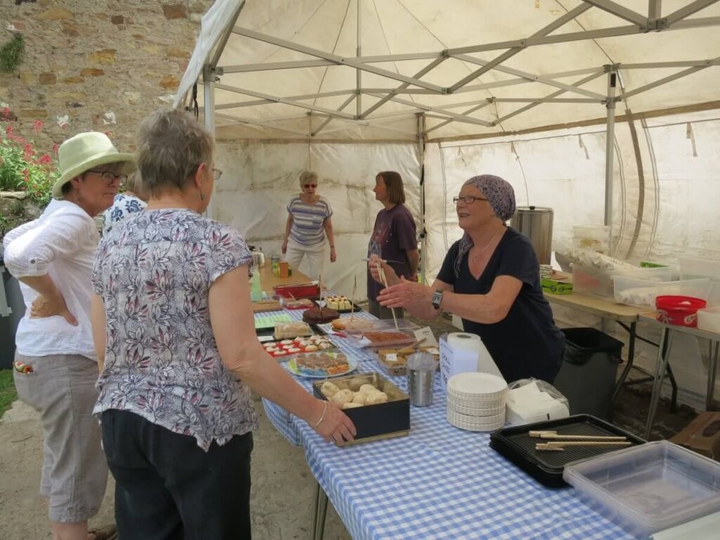 Scene with people attending the Spring Fair at the Triangle