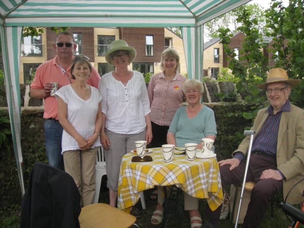 Scene with people attending the Spring Fair at the Triangle