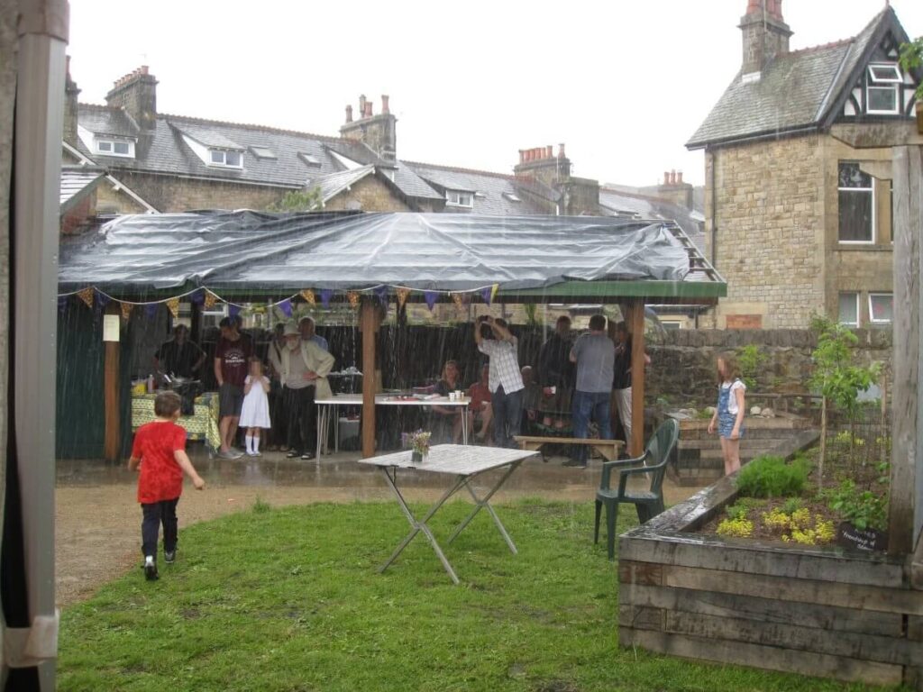 Scene with people attending the Spring Fair at the Triangle