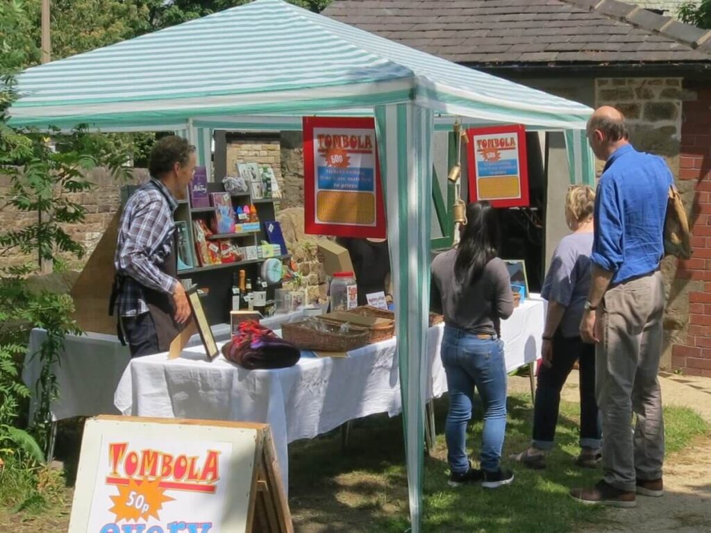 Scene with people attending the Spring Fair at the Triangle