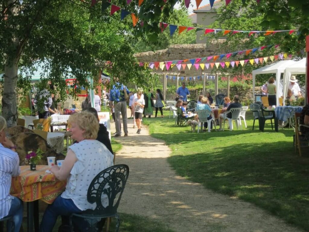 Scene with people attending the Spring Fair at the Triangle