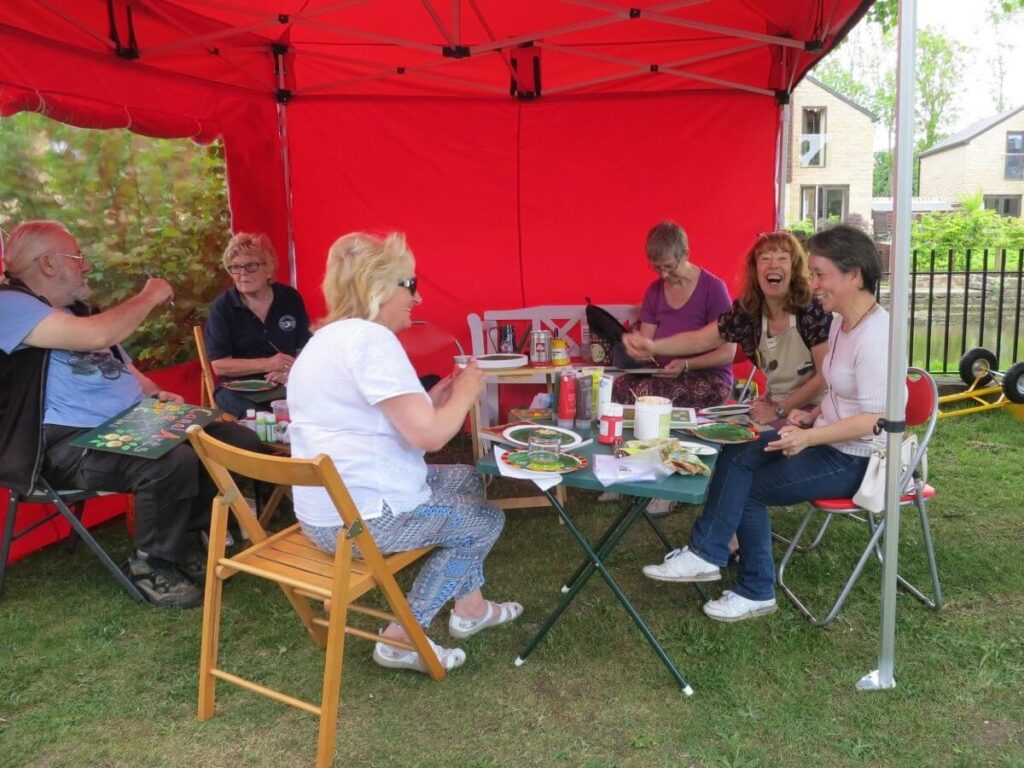 Scene with people attending the Spring Fair at the Triangle