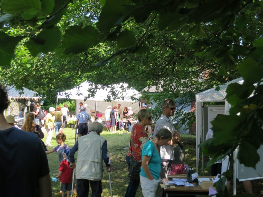 People attending the summer fair at the Triangle