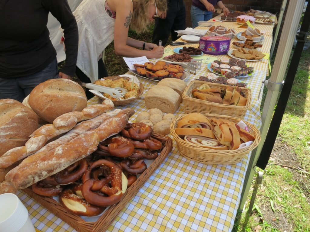 People attending the summer fair at the Triangle