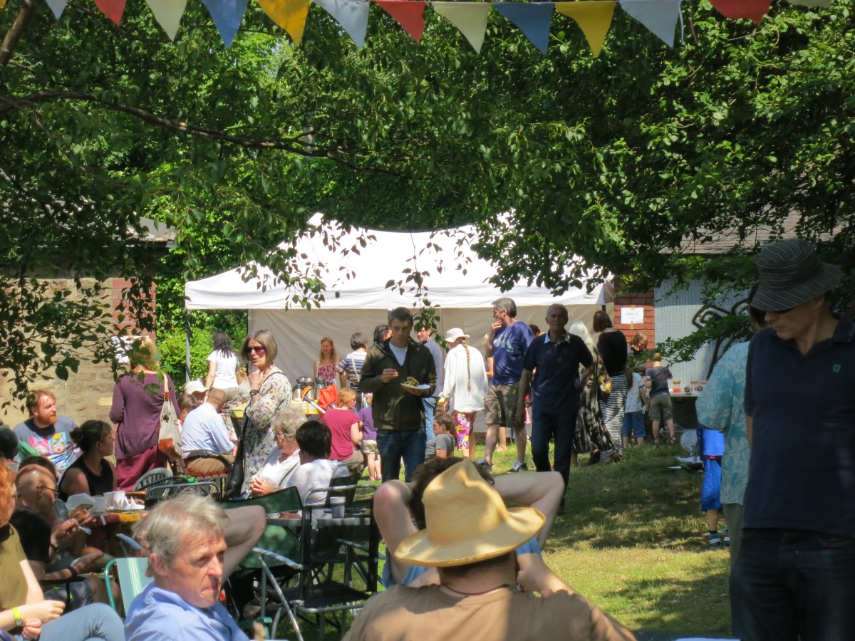 People attending the summer fair at the Triangle