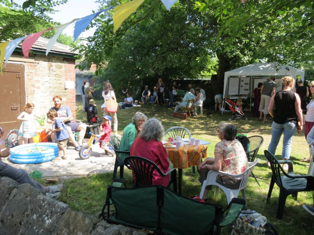 People attending the summer fair at the Triangle