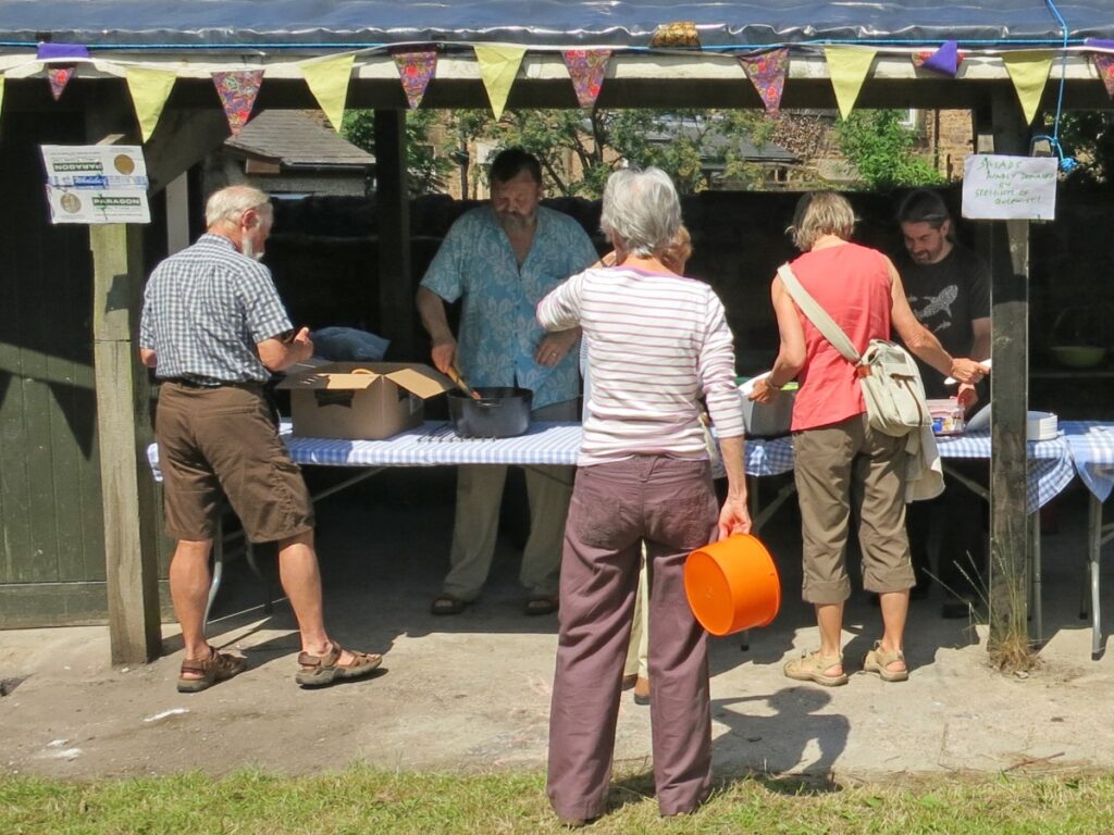 People attending the summer fair at the Triangle