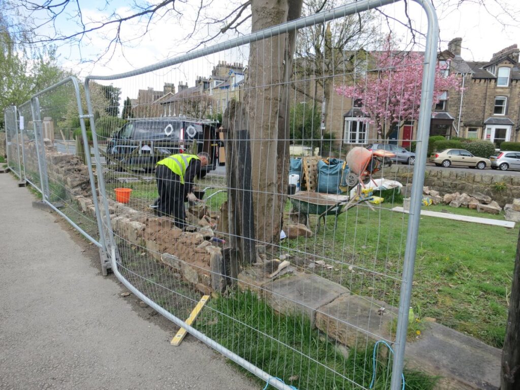 Scene from volunteer session clearing the trees and towpath wall