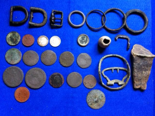 Coins and other items found in Flora Field