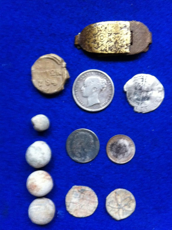 Coins and other items found in Flora Field