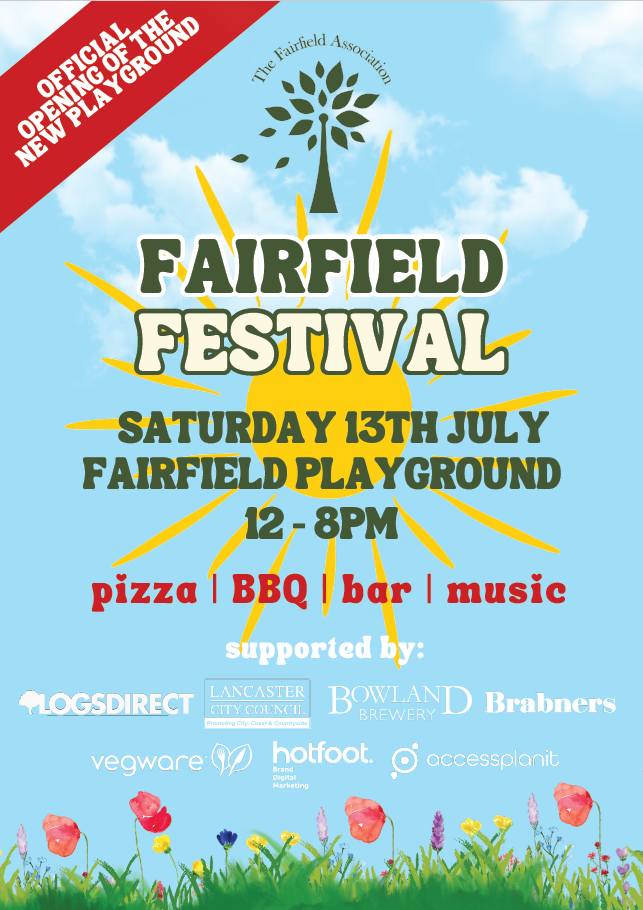 Fairfield Festival - Saturday 13 July 2024 - Fairfield Playground 12-8pm - Pizza, BBQ, Bar, Music