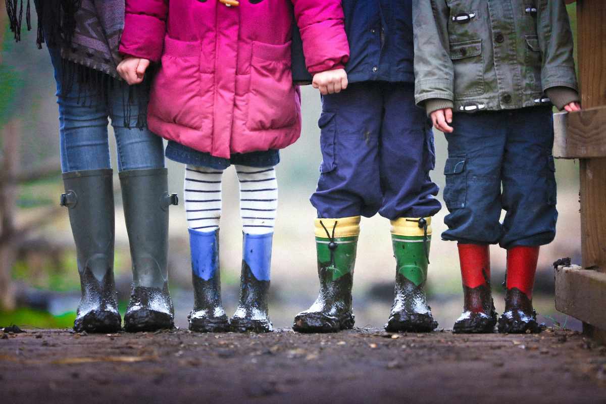 Children in muddy boots