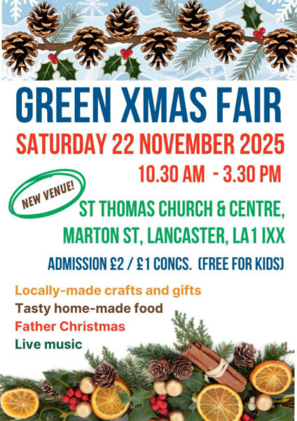 2025 Green Fair poster. Locally-made crafts and gifts

Tasty home-made foot

Father Christmas

Live musi