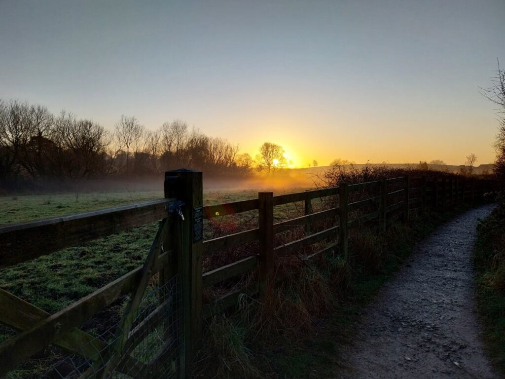 December: Sunset over the Meadows (photo by Sue Pope)